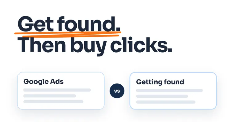Cover: Get found. Then buy clicks.